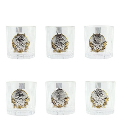Набір стаканів для віскі Boss Crystal Leader зі срібними накладками, 7 предметів фото