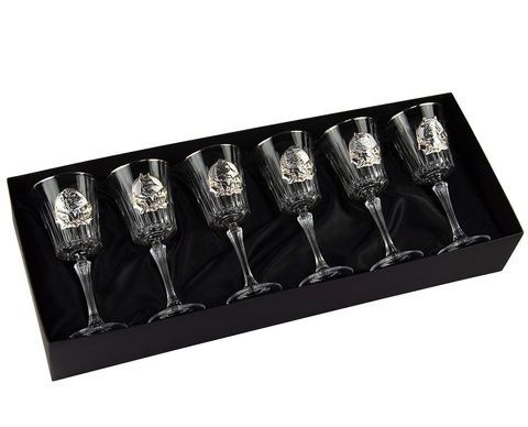 Набор из 6 бокалов для вина Boss Crystal Senator с серебряными и золотыми накладками фото
