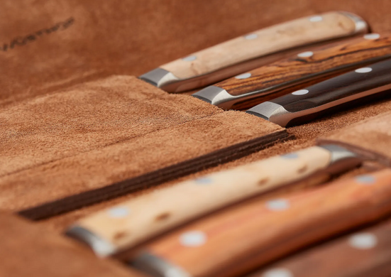 Набор из 6 ножей для стейка Wüsthof Ikon с кожаным чехлом фото