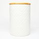 Набір банок для сипучих продуктів BonaDi Naturel Modern 3 шт 800 мл керамічні з бамбуковою кришкою, білі