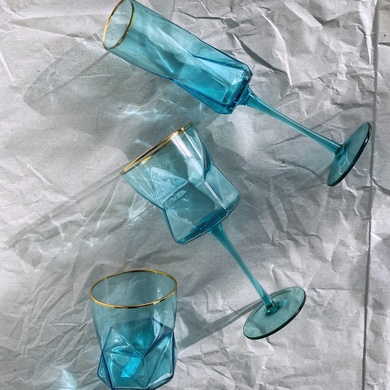 Набір келихів для вина Блакитна Геомерія 310 мл, 2 шт фото