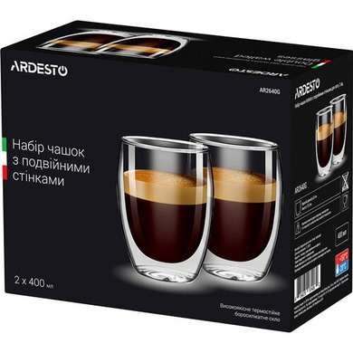 Набор стаканов для латте Ardesto 2 шт 400 мл с двойными стенками фото