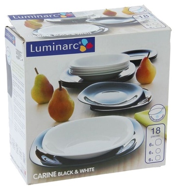 Столовий сервіз Luminarc Carine black&white 18 предметів фото