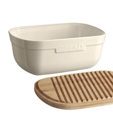 Хлебница Emile Henry Storage 35,5х24,8х15,5 см бежевая с крышкой-доской фото