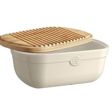 Хлебница Emile Henry Storage 35,5х24,8х15,5 см бежевая с крышкой-доской фото