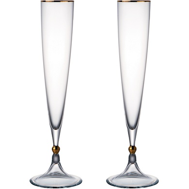 Набір із 2 келихів для шампанського 200 мл Rogaska Remembrance Gold фото
