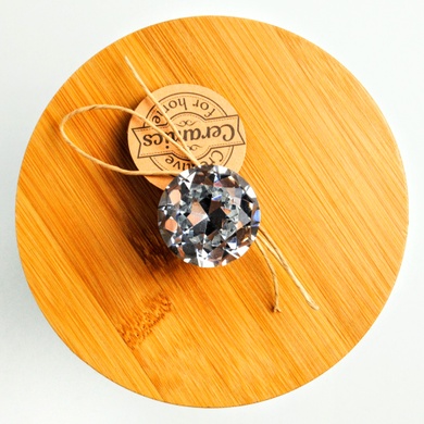 Банка для сыпучих продуктов BonaDI Алмаз 1,1 л керамическая с бамбуковой крышкой, голубая фото