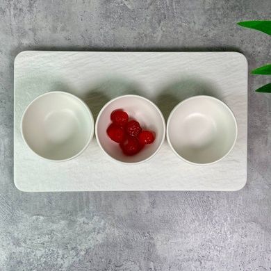 Набор из 3 соусников Villeroy & Boch Manufacture Rock Blanc 8х4 см с подставкой фото