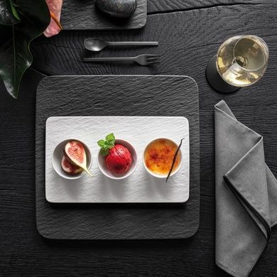 Набор из 3 соусников Villeroy & Boch Manufacture Rock Blanc 8х4 см с подставкой фото