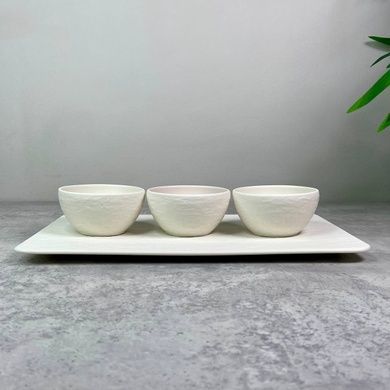 Набор из 3 соусников Villeroy & Boch Manufacture Rock Blanc 8х4 см с подставкой фото