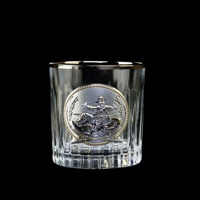 Набор из 6 стаканов виски Boss Crystal Fisherman с серебряными и золотыми накладками фото