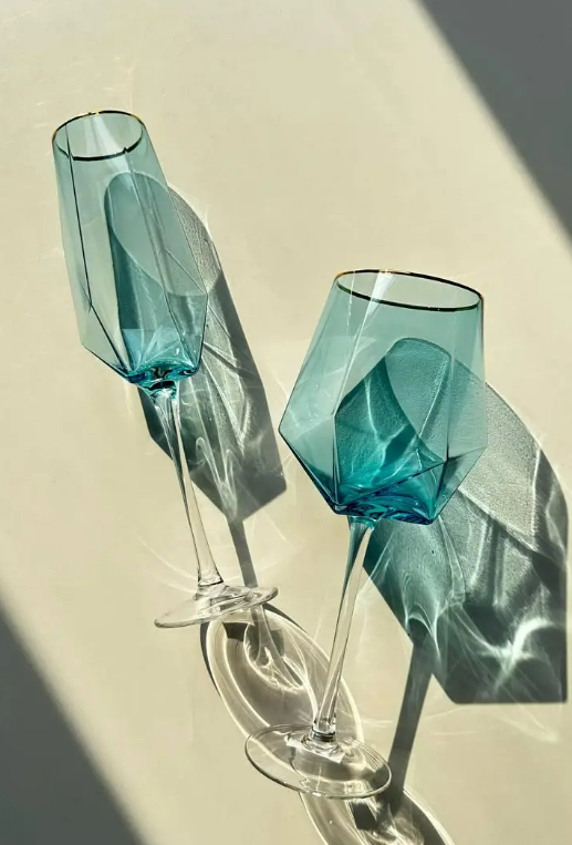 Набор бокалов для шампанского Голубой Бриллиант 350 мл, 4 шт фото