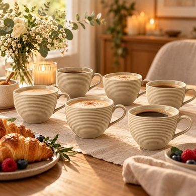 Набір із 6 чашок Seltmann Beat Color Glaze 350 мл бежевий фото
