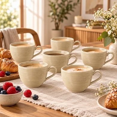 Набір із 6 чашок Seltmann Beat Color Glaze 350 мл бежевий фото