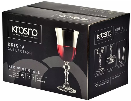 Набір з 6 келихів для червоного вина 220 мл Krosno Krista фото