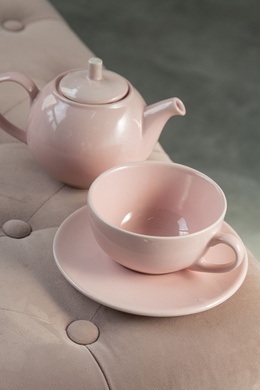 Набір из 6 блюдец Dovbysh Porcelain Vona 16 см рожевий фото