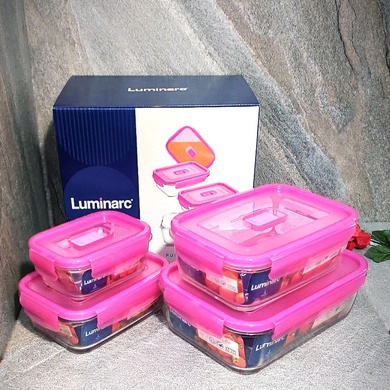 Набір харчових контейнерів Luminarc PureBox 4 шт, прямокутних фото