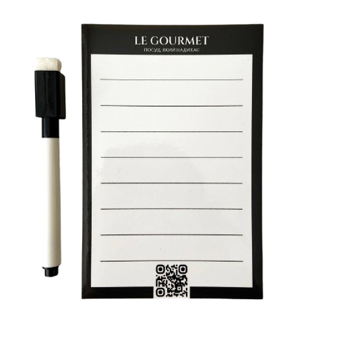 Магніт для нотаток із маркером Le Gourmet 14,8х9,9 см чорний фото