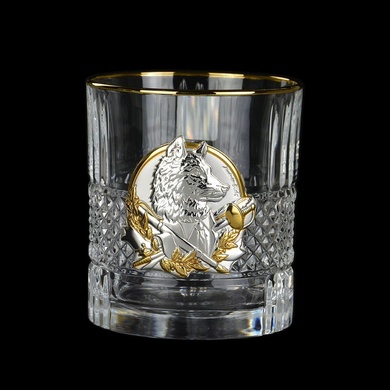Набір склянок для віскі Boss Crystal Leader Gold із золотими й срібними накладками фото